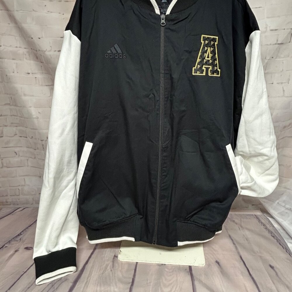 Adidas ALL SZN Mens Black White Varsity Logomania Collegiate Jacket Size Large - Picture 3 of 8